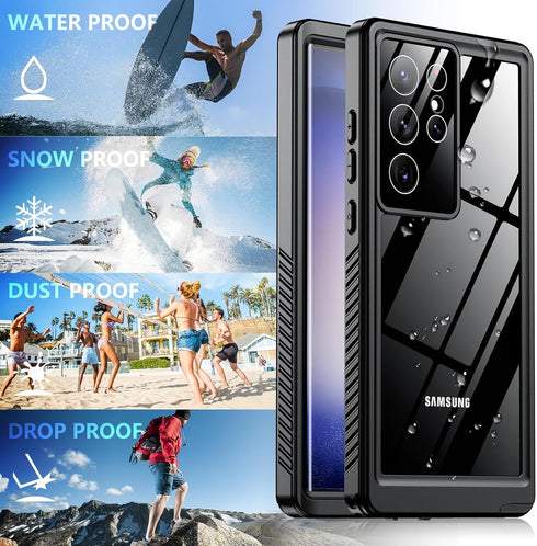 SPIDERCASE Waterproof Case for Samsung Galaxy S23 Ultra, Heavy Duty Shockproof with Built-in Screen & Camera Lens