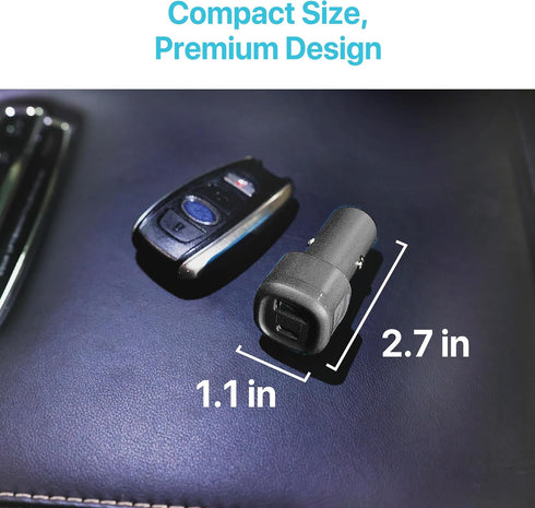 BLACK+DECKER Compact 38W USB C Car Charger, 2-Port with LED Indicator, Quick Charge Compatible with iPhone 15 Series