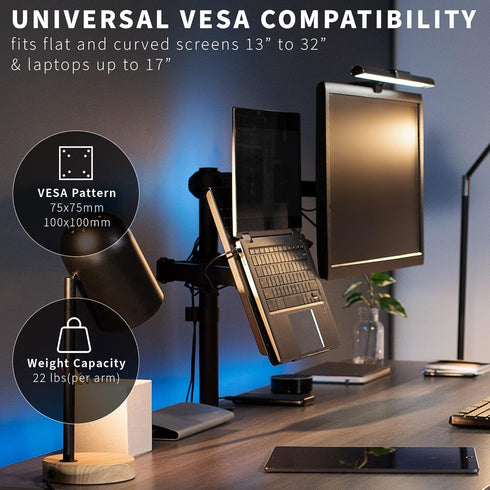 VIVO Black Fully Adjustable 13 to 32 inch Single Computer Monitor and Laptop Desk Mount Combo