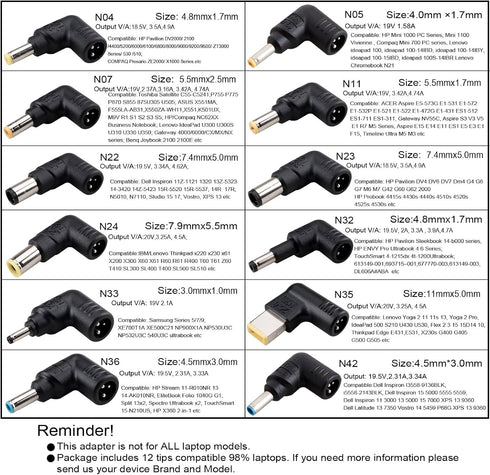 Universal Laptop Charger with LCD Display, 90W Slim AC Adapter Power Supply with USB Port for Most Notebooks