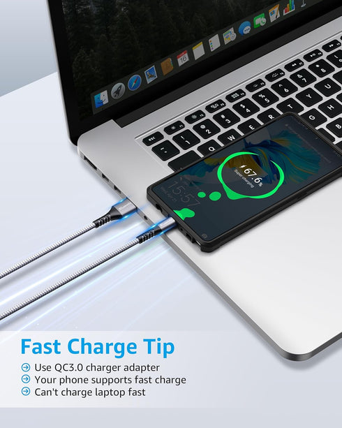 Micro USB Cable Android Charger 6ft 2PACK, High Speed 2.0 USB A Male to Micro USB Nylon Braided for PS4