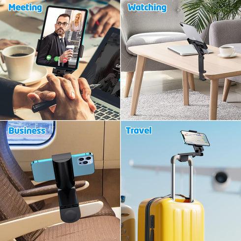 WixGear Universal Airplane in Flight Tablet Phone Mount, Handsfree Holder for Desk with Multi-Directional Dual 360