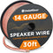 InstallGear 30ft 14 Gauge AWG Speaker Wire (Clear) | Speaker Cable for Car Speakers, Home Theater, Surround Sound,