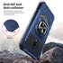 BLU View 4 Phone Case with Tempered Glass Screen Protector, Navy Military Grade Heavy Duty Shockproof with Ring