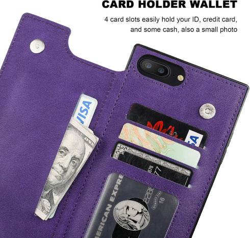Bocasal Crossbody Wallet Case for iPhone 7 Plus/8 Plus, Credit Card Holder, PU Leather, 5.5 inch (Purple)