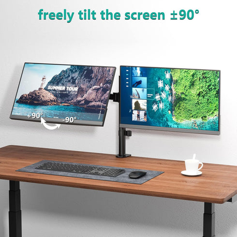 WALI Dual Monitor Desk Mount, Stand for 2 Monitors Up to 27 Inch, Max 22lbs, Black, Home, Office, School