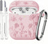 Flower Engraved Soft Silicone Case for Airpods 2nd Generation - Compatible with Airpods Case 1st/2nd (Pink) with