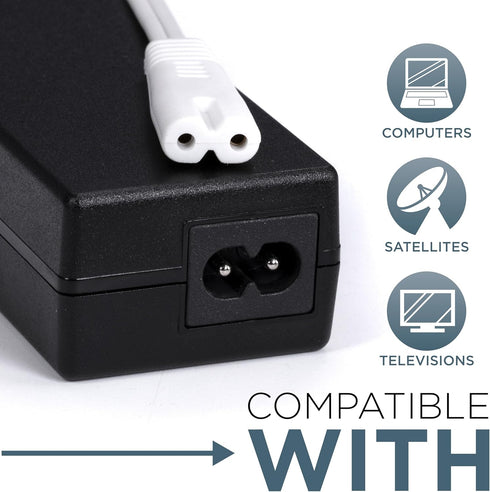 THE CIMPLE CO Figure-8 6 1-15P C7 C8 320 2-Prong 6 (1.8 White Power Cord FT - Non-Polarized Cord for Satellite, CATV