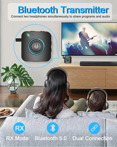 Bluetooth Transmitter Receiver, LAICOMEIN 2-in-1 V5.0 Adapter, Wireless Transmitter for TV/PC/MP3, Receiver for