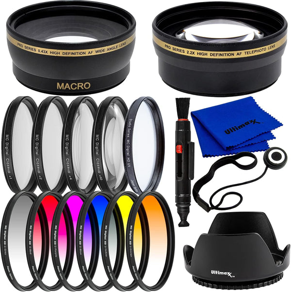 Ultimaxx 49mm Filter Accessory Kit for Canon EOS M6, M50, M100 & More - Includes 6PC Gradual Color Filter Kit