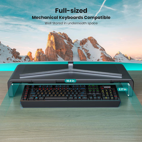 Monitor Stand Riser, Klearlook Foldable Computer Monitor Riser, Height Adjustable Desk Shelf Riser with Storage Drawer