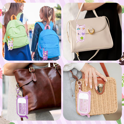 JelaDynore 2Pcs Cat Silicone Case for Touchland Hand Sanitizer Spray - Protective Holder with Charm Compatible