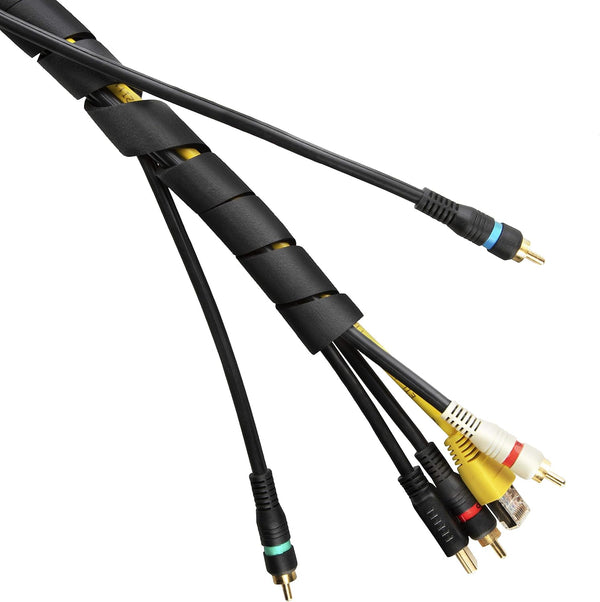 10-ft Cable Slinky, Soft and Flexible Rubber Spiral Cord Wrap, Black (2-ft x 5 pcs)