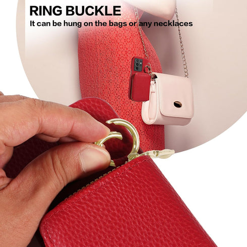 Furiet Wallet Case for Samsung Galaxy S21 Ultra 5G, Shoulder Strap Ring Buckle, Luxury PU Leather Zipper Flip Organ