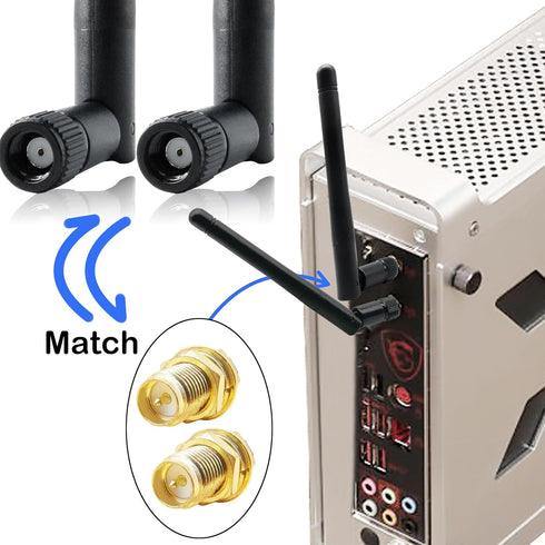 WiFi Antenna PC Bluetooth Antenna, Dual Band 2.4Ghz 5Ghz for Gaming Motherboard, 2 Pack