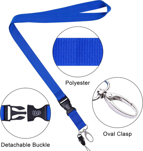 Wisdompro Office Lanyard, 5pcs 23 inch Polyester Neck Strap with Oval Clasp for Phones, Camera, USB, Key - Blue