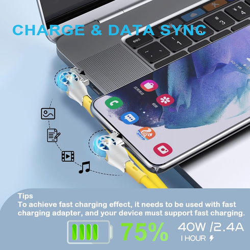 YACSEJAO Coiled USB Type C Cable Fast Charging 1.8m 180° Double Rotating USB C Charger Cable Flexible Rotary USB Connector for Home, Office, Car Charging