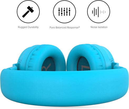Puro Sound Labs PuroBasic Volume Limiting Wired Headphones for Kids, Foldable & Adjustable with Microphone, Compatible