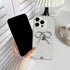 Simple 3D Bow Clear Soft Phone Case Compatible with iPhone (Gold, iPhone 15)