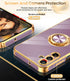 LeYi Samsung Galaxy A15 5G Case with Tempered Glass Screen Protector, 360° Rotatable Ring Holder, Purple