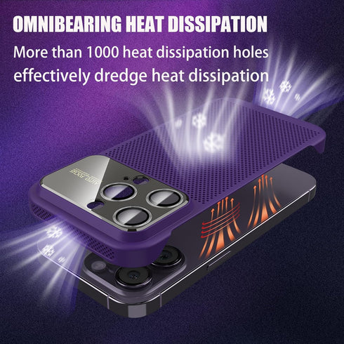Losin Heat Dissipation Phone Case for iPhone 13 Pro, Slim Shockproof Cover, Breathable Cooling, Black, with Camera Lens