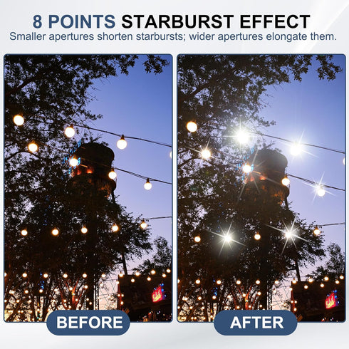 82mm 8 PATIKIL Star Filter, Points Starburst Len Filter Variable Twinkle Effect Ultra Slim Optical Lens for Nikon
