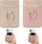 Card Holder Sleeve with Kickstand Ring for Women - 2 Pieces RFID Credit Wallet Glitter Stick On Back Grip (Pink + Gold)