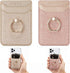 Card Holder Sleeve with Kickstand Ring for Women - 2 Pieces RFID Credit Wallet Glitter Stick On Back Grip (Pink + Gold)