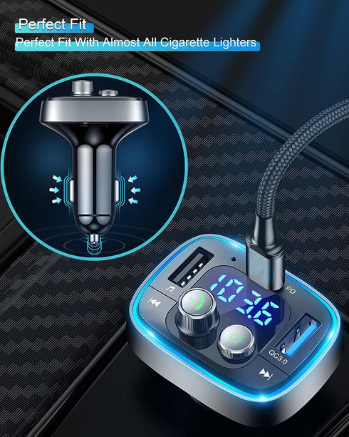 LIHAN USB C Bluetooth Adapter for Car, AUX Wireless FM Radio Transmitter, Handsfree Calling & Audio Receiver
