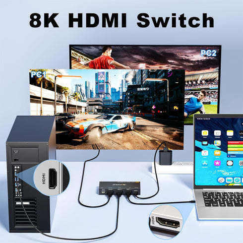 Reyoten 2 1 4K@120Hz 2 1 3D, PS5 PS4, HDMI Switch in Out, HDMI Switch, HDMI Switcher, in Out, Supports HDR, Compatible