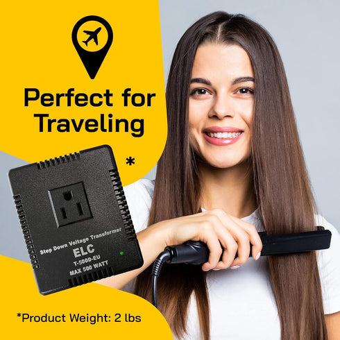 ELC 500-Watt Voltage Converter, Step Down 220v to 110v Travel Power Converter for Hair Straightener, Laptops