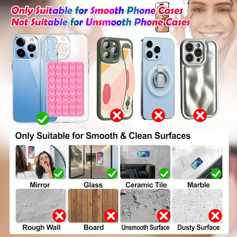 sicitu (2pcs-Transparent) Silicone Suction Cup Phone Case Mount Double Sided, Phone Accessories Hands-Free Sticky Phone