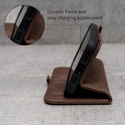 Porter Riley Leather Case for iPhone 14 Pro | Premium Genuine Leather Stand/Cover/Wallet/Flip Case