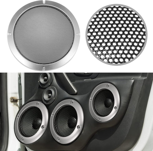X AUTOHAUX 8" Speaker Grille Cover Mesh Trim Round Subwoofer Grille Horn Protective Guard Silver Tone Car Auto Stereo Accessories