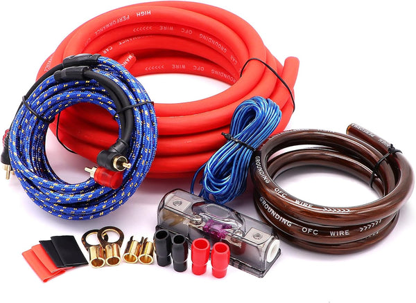 0 Gauge Audio Amplifier Installation Wiring Kit, 3000 Watt Amp Wiring Kit for Radio, Subwoofers, and Speakers