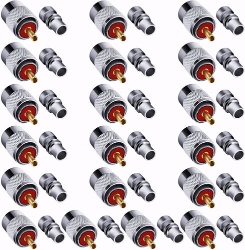 PL259 Coaxial Connectors - 19 Pcs PL-259 UHF Male Solder Connector Plug with Reducer for RG59 RG8 RG213 Coaxial Cable