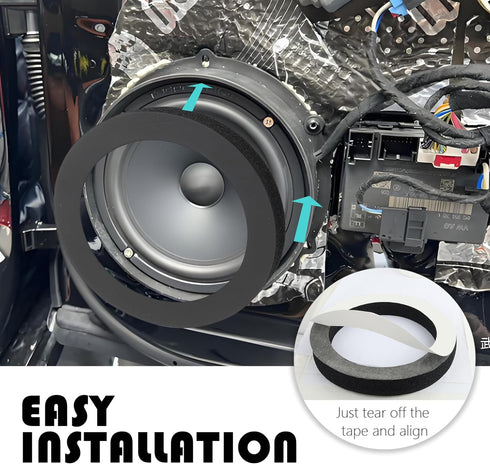 4PCS 6.5 Speaker Rings, Self Adhesive Foam for Enhancing Stereo Sound, High Resilience Speaker Baffles