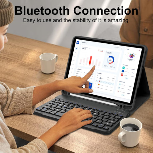 KVAGO iPad 10th Generation Case with Bluetooth Keyboard, Detachable Wireless Keyboard, Auto Wake/Sleep