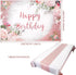 Breling 2 Pcs Pink Happy Birthday Backdrop Banner and Tablecloth for Women, Rose Gold Birthday Party Decorations