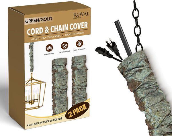 Royal Designs, Inc. Cord & Chain Cover 4 ft Silk Type Fabric, Chandelier Pendant Lighting