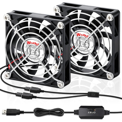 Wathai 2PCS 80mm x 15mm Small USB Fan, USB Cooling Fan 2