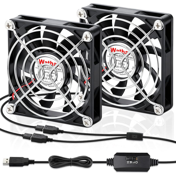 Wathai 2PCS 80mm x 15mm Small USB Fan, USB Cooling Fan 2