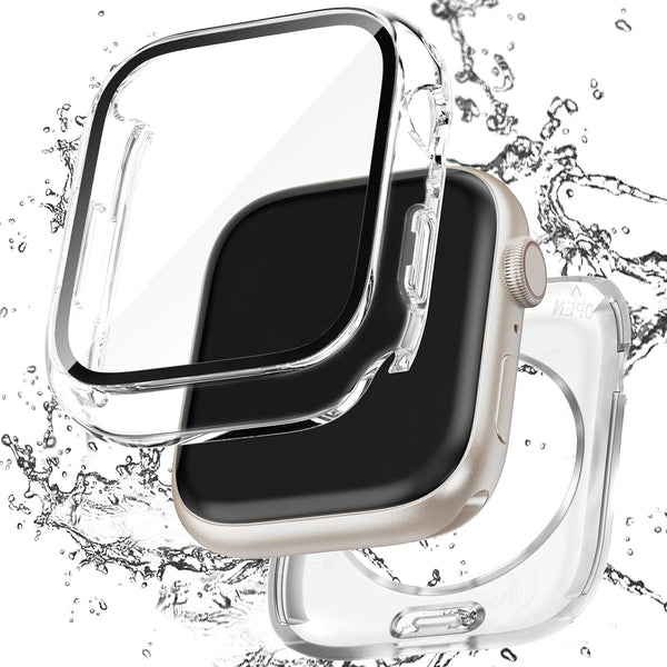 2 in 1 Waterproof Case for Apple Watch 40mm Series 6/5/4/SE, Tempered Glass Screen Protector, Full Coverage Bumper