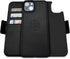 Dreem Fibonacci Compatible with iPhone 14 Wallet Case, 2-in-1 Shockproof Detachable Vegan Leather Folio, Black