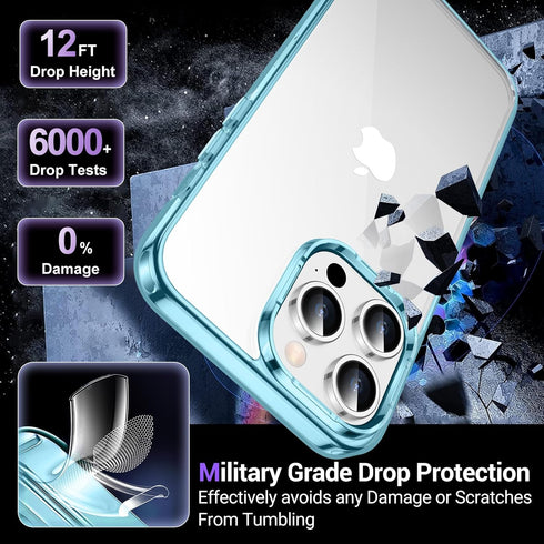 Temdan iPhone 15 Pro Max Case, Clear, Non-Yellowing, Military-Grade Drop Protection, Slim Thin Shockproof Cover