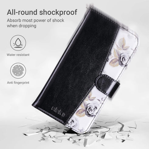 ULAK Wallet Case for iPhone 8 Plus/7 Plus - Premium PU Leather Flip Cover with Card Holders, Black