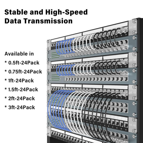 Cat6A 1.5ft 24-Pack, 10Gbps Cat8 Cat7 Jadaol Patch Cables Support Network, Snagless Ethernet Patch Cable for Short