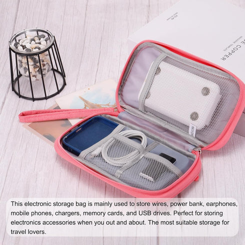 MECCANIXITY Electronic Organizer Case, Travel Cable Organizer Bag Waterproof Pouch for Cords and Chargers (Pink)