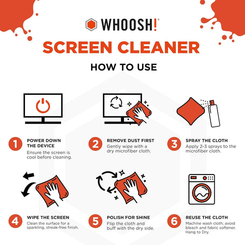 WHOOSH! Screen Shine Duo - Screen Cleaner Spray for iPad, Monitor, Laptop, MacBook - 3.4 oz & 0.3 oz Bottles