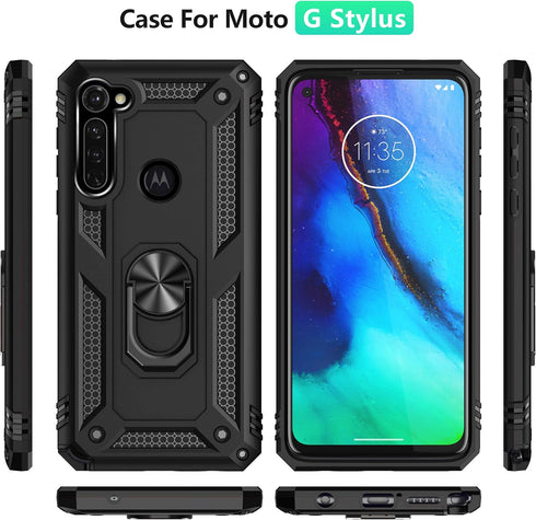 Androgate Moto G Stylus/Pro Case, Tempered Glass Screen Protectors, Shockproof Cover, Black